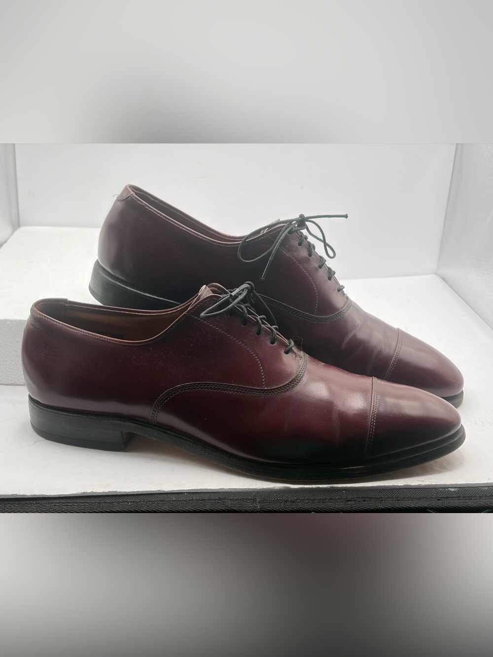 Allen Edmonds Burgundy Leather Cap-Toe Oxfords